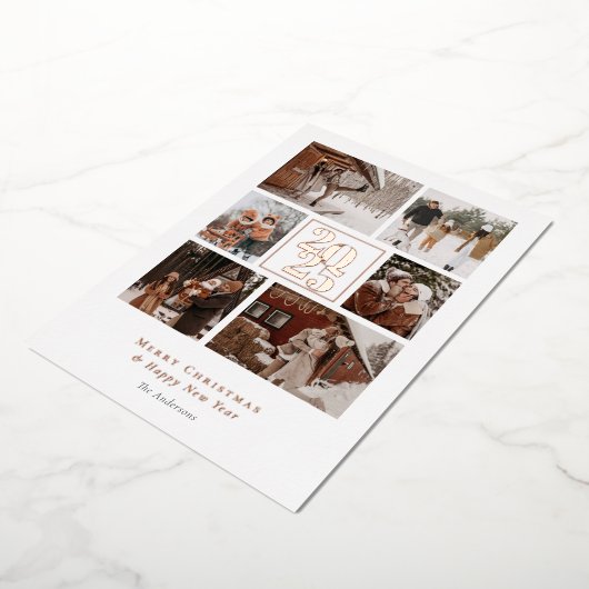 Carte De Vœux En Aluminium Collage de photos élégantes Joyeux Noël (Rotation)