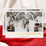 Carte De Vœux En Aluminium Collage photo Arch Vintage ivoire<br><div class="desc">Partagez la joie de la saison avec notre magnifique carte de vacances de Noël. Cette carte magnifiquement conçue comprend un collage de cinq photos avec une photo de modèle d'arc accrocheuse au centre, mettant en valeur vos souvenirs chéris. Ci-dessous, l'accueil "Joyeux Noël" est écrit avec élégance dans une police décorative...</div>
