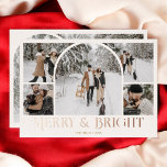 Carte De Vœux En Aluminium Collage photo d'Arche Retro Bright Merry<br><div class="desc">Luminez la saison des Fêtes avec notre carte de Noël "Joyeux et lumineux". Front and center est un collage cinq photos captivant, avec une photo modèle d'arc qui affiche magnifiquement vos moments préférés. Ci-dessous, le salut festif "Merry & Bright" est inscrit avec art dans une police décorative vintage et soignée,...</div>