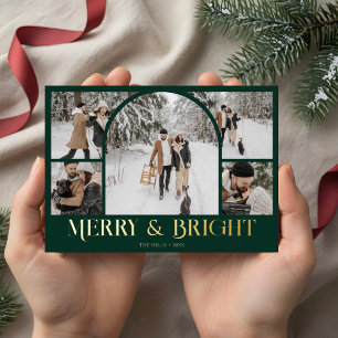 Carte De Vœux En Aluminium Collage photo d'Arche Retro Bright Merry