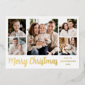 Carte De Vœux En Aluminium Collage photo Festive Gold Script 5 (Recto)