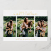 Carte De Vœux En Aluminium Collage photo minimaliste Noël moderne (Recto)