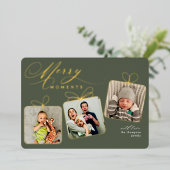 Carte De Vœux En Aluminium Collage photo vert foncé Moments joyeux Or (Debout devant)