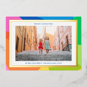 Carte De Vœux En Aluminium Coloré Unique 2 Photo Moderne de Noël Or