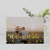 Carte De Vœux En Aluminium Confetti Dots Script pleine photo (Debout devant)