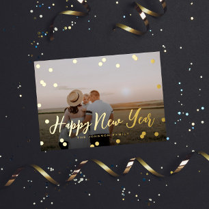 Carte De Vœux En Aluminium Confetti Dots Script pleine photo