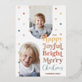 Carte De Vœux En Aluminium Confetti moderne Joyeux Joyful Bright Deux Arche P (Recto)