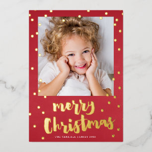 Carte De Vœux En Aluminium Confetti rouge et or festif Joyeux Noël Photo