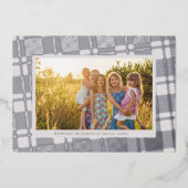 Carte De Vœux En Aluminium Cool Gris et Argent Simple Plaid Frame (Recto)