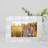 Carte De Vœux En Aluminium Cool Gris et Argent Simple Plaid Frame (Debout devant)