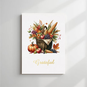 Carte De Vœux En Aluminium Cornucopia Thanksgiving Watercolor Harvest Bounest