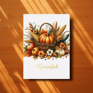 Carte De Vœux En Aluminium Cornucopia Thanksgiving Watercolor Harvest Bounest