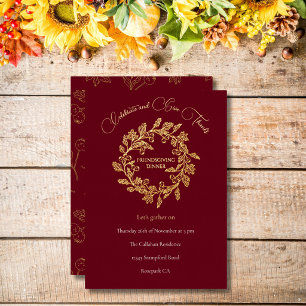 Carte De Vœux En Aluminium Couronne de baies d'automne chic Bourgogne foncé D