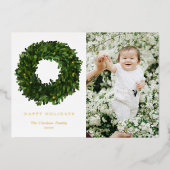 Carte De Vœux En Aluminium Couronne de buis peinte à la main Photo Joyeuses F (Recto)