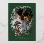 Carte De Vœux En Aluminium Couronne de cadre en vert d'hiver (Recto)