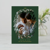 Carte De Vœux En Aluminium Couronne de cadre en vert d'hiver (Debout devant)