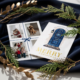 Carte De Vœux En Aluminium Couronne de Noël à la porte Navy dessinée à la mai