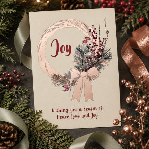 Carte De Vœux En Aluminium Couronne de Noël élégante Joie Noël Rose Or