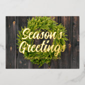 Carte De Vœux En Aluminium Couronne de pin rustique de campagne pour les fête (Recto)