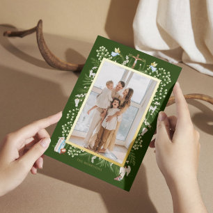 Carte De Vœux En Aluminium crèche religieuse de Noël, photo de famille coutum