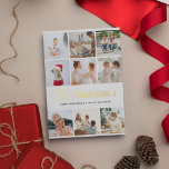 Carte De Vœux En Aluminium Créez votre propre collection de photos Gold de No<br><div class="desc">Carte de vacances de Noël simple et moderne,  avec 9 photos carrés de votre choix,  le nom de famille en feuille d'or véritable et un accueil de saison personnalisable.</div>