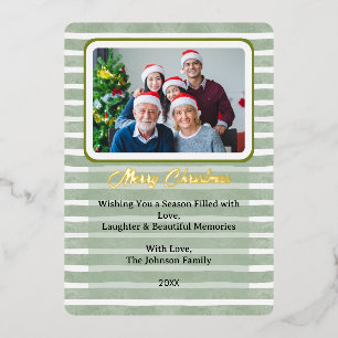 Carte De Vœux En Aluminium Créez Votre Propre Photo De Noël À Rayures Moderne