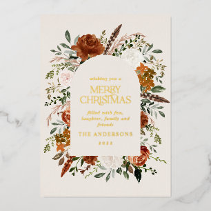 Carte De Vœux En Aluminium Crème de Noël non photo élégant stag floral