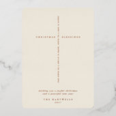 Carte De Vœux En Aluminium Crème Écriture Croix Photo (Recto)