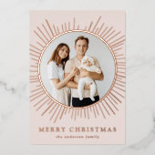 Carte De Vœux En Aluminium Crème moderne Sunburst Joyeux Noël 2 Photo (Recto)