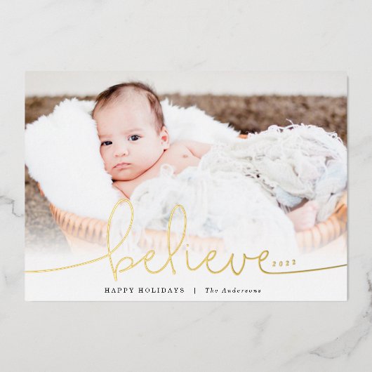 Carte De Vœux En Aluminium Croire l'or (Recto)