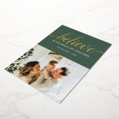 Carte De Vœux En Aluminium Croire Noël Script photo vert (Rotation)