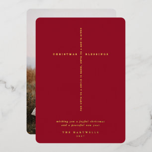 Carte De Vœux En Aluminium Croix de l'Écriture Rouge de Baie