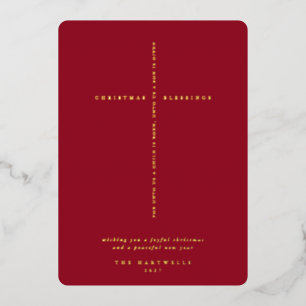 Carte De Vœux En Aluminium Croix élégante de la Règle rouge aux baies