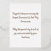 Carte De Vœux En Aluminium Croix Rustique Bois Première communion sainte (Verso)