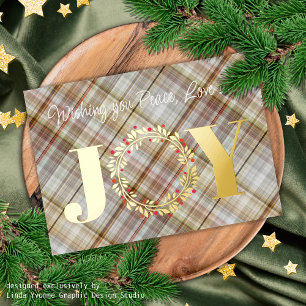 Carte De Vœux En Aluminium Custom Joie Peace Love Red Holly Berries Foliage