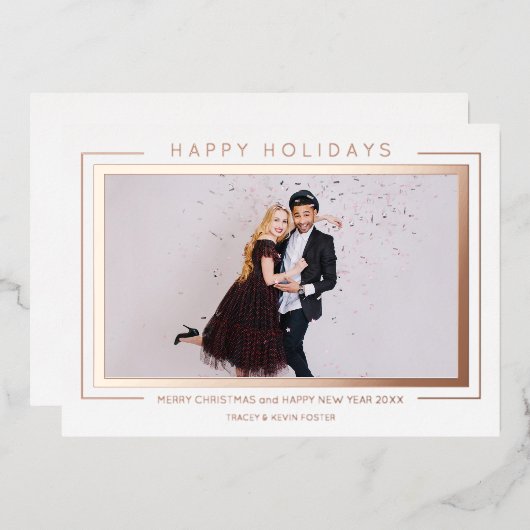 Carte De Vœux En Aluminium Custom Photo Christmas Chic Simple Typography (Recto/Verso)