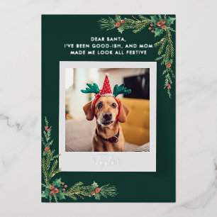 Carte De Vœux En Aluminium Cute Chien Photo Custom Christmas