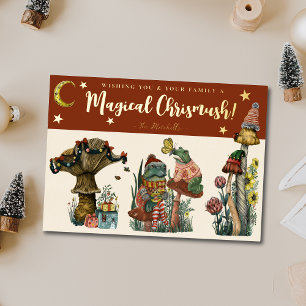 Carte De Vœux En Aluminium Cute Red Maghroom Joyeux Noël Foil Ho