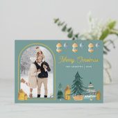 Carte De Vœux En Aluminium Cute traditionnelle Arc nordique Photo Noël Turquo (Debout devant)
