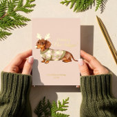 Carte De Vœux En Aluminium Dachshund Dog Christmas Checkered Sweater Photo
