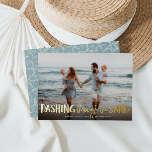 Carte De Vœux En Aluminium Dashing à travers le sable Beach Photo