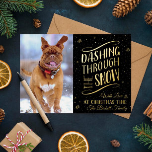 Carte De Vœux En Aluminium Dashing Through the Snow Photo de Noël Réaliste