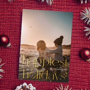 Carte De Vœux En Aluminium DE GRANDES PHOTOS   calligraphie NOËL HAPPIEST