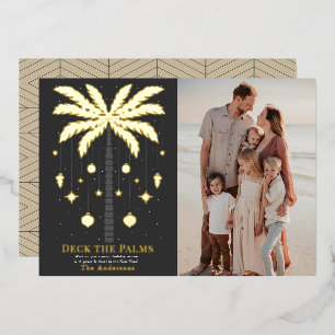 Carte De Vœux En Aluminium Deck Palms Golden Palm Tree photo de Noël
