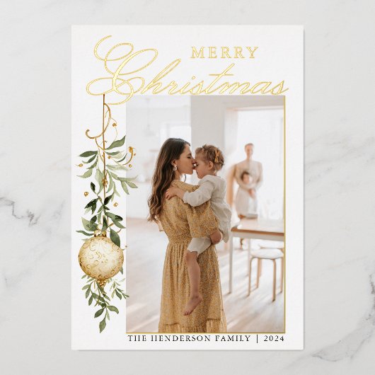 Carte De Vœux En Aluminium Décor de Noël raffiné (Recto)