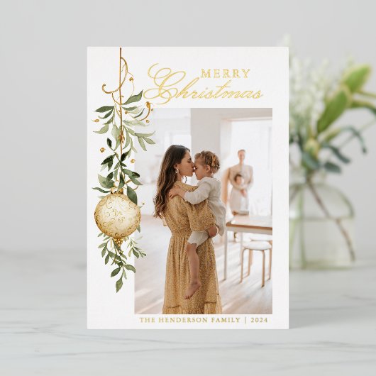 Carte De Vœux En Aluminium Décor de Noël raffiné (Debout devant)