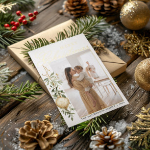 Carte De Vœux En Aluminium Décoration de Noël raffinée Ornement doré