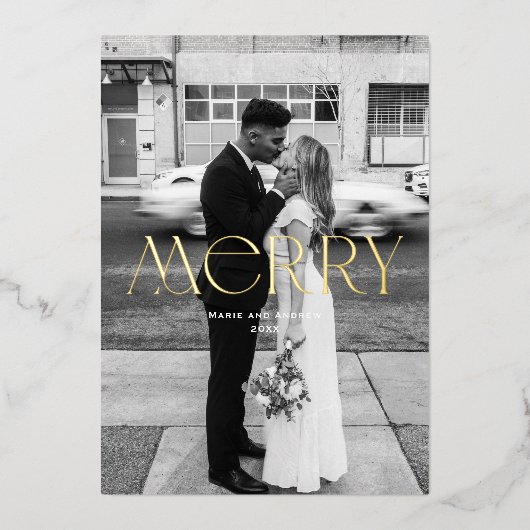 Carte De Vœux En Aluminium Design moderne Merry Holiday (Recto)