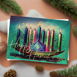 Carte De Vœux En Aluminium Dessin Abstrait Menorah Happy Hanoukka Blue<br><div class="desc">Dessin Abstrait Menorah Happy Hanoukka Blue</div>