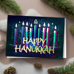 Carte De Vœux En Aluminium Dessin Abstrait Menorah Happy Hanoukka coloré<br><div class="desc">Dessin Abstrait Menorah Happy Hanoukka coloré</div>